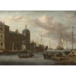 JACOBUS STORCK (AMSTERDAM 1641-C.1692) - VUE PORTUAIRE FANTAISISTE AVEC LES STATUES [...]