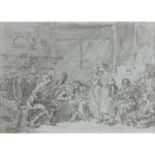 Jean Baptiste Greuze (1725-1805) - Le concert de luth dans l’auberge - Crayon [...]