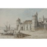 Alexis Nicolas PéRIGNON (1726-1782) - Vue d’une ville fortifiée - Plume et [...]
