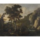 Attribué à Herman van SWANEVELT (vers 1603-1655) - Paysage à la cascade - [...]
