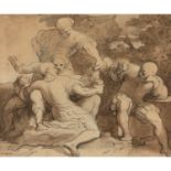 Xavier Sigalon (1788-1837) - Orgie de truands - Encre noire, lavis brun et rehauts [...]