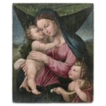 Attribué à Girolamo da COTIGNOLA - (1480 - 1550) - La Vierge à l'Enfant avec [...]
