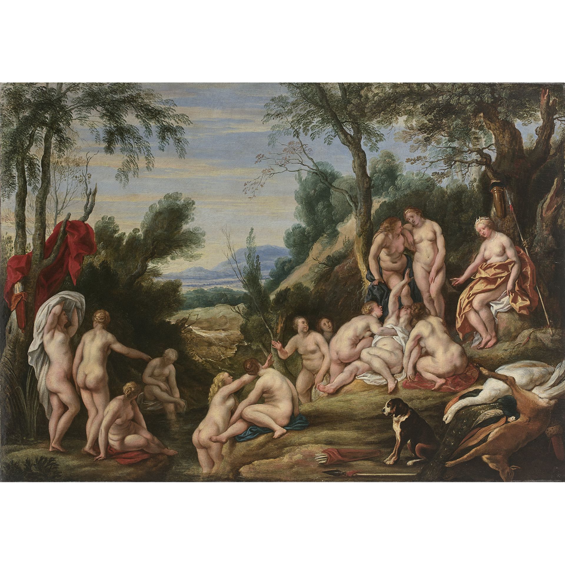 Jacob Jordaens (anvers, 1593-1678) - Diane et Callisto - Panneau de chêne, deux [...]