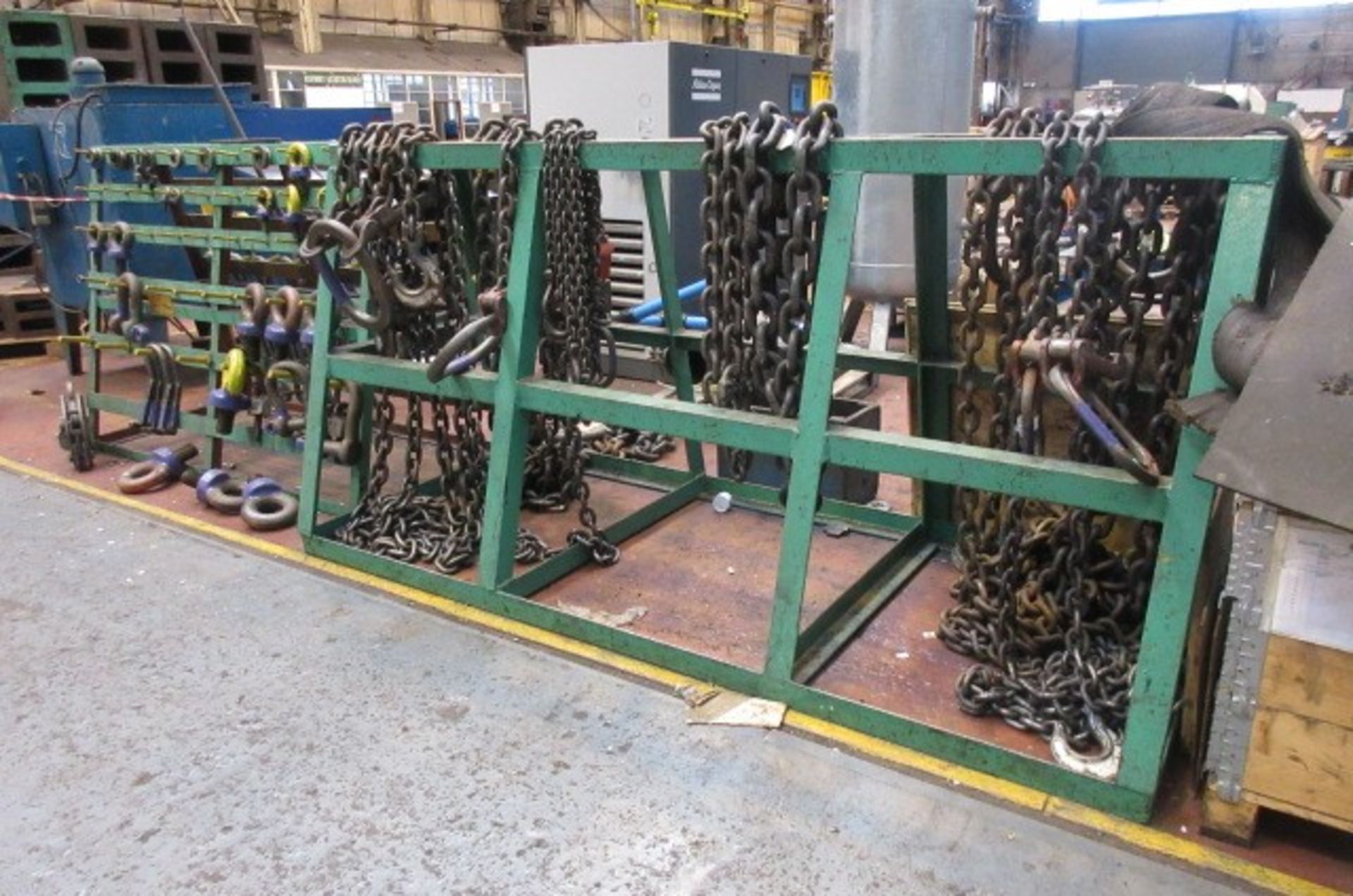 assorted lifting chains and shackles