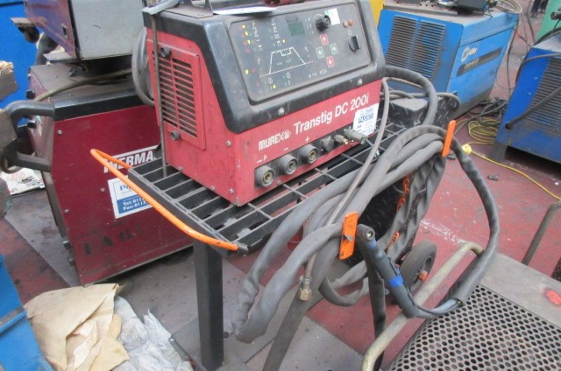 Murex Transtig Dc200i tig welder on mobile trolley