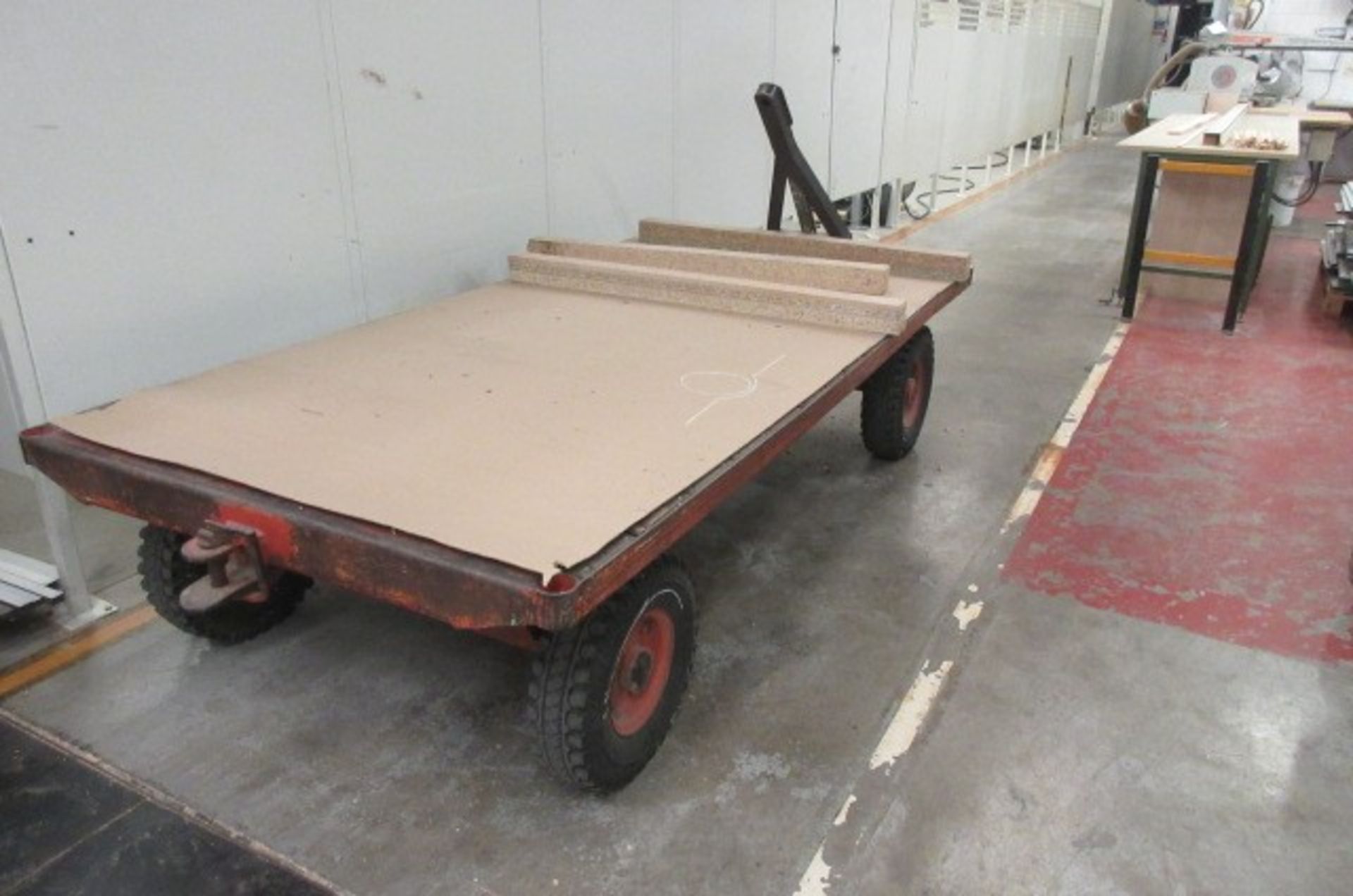 8' x 4' four wheel flat bed trailer with front steer.