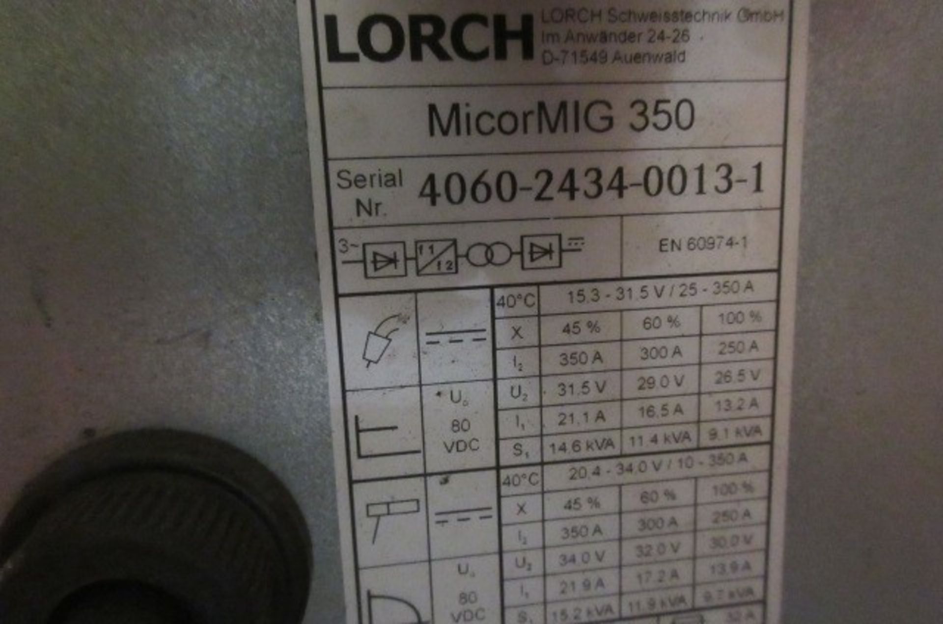 Lorch Micromig 350 mig welding rectifier - Image 2 of 3