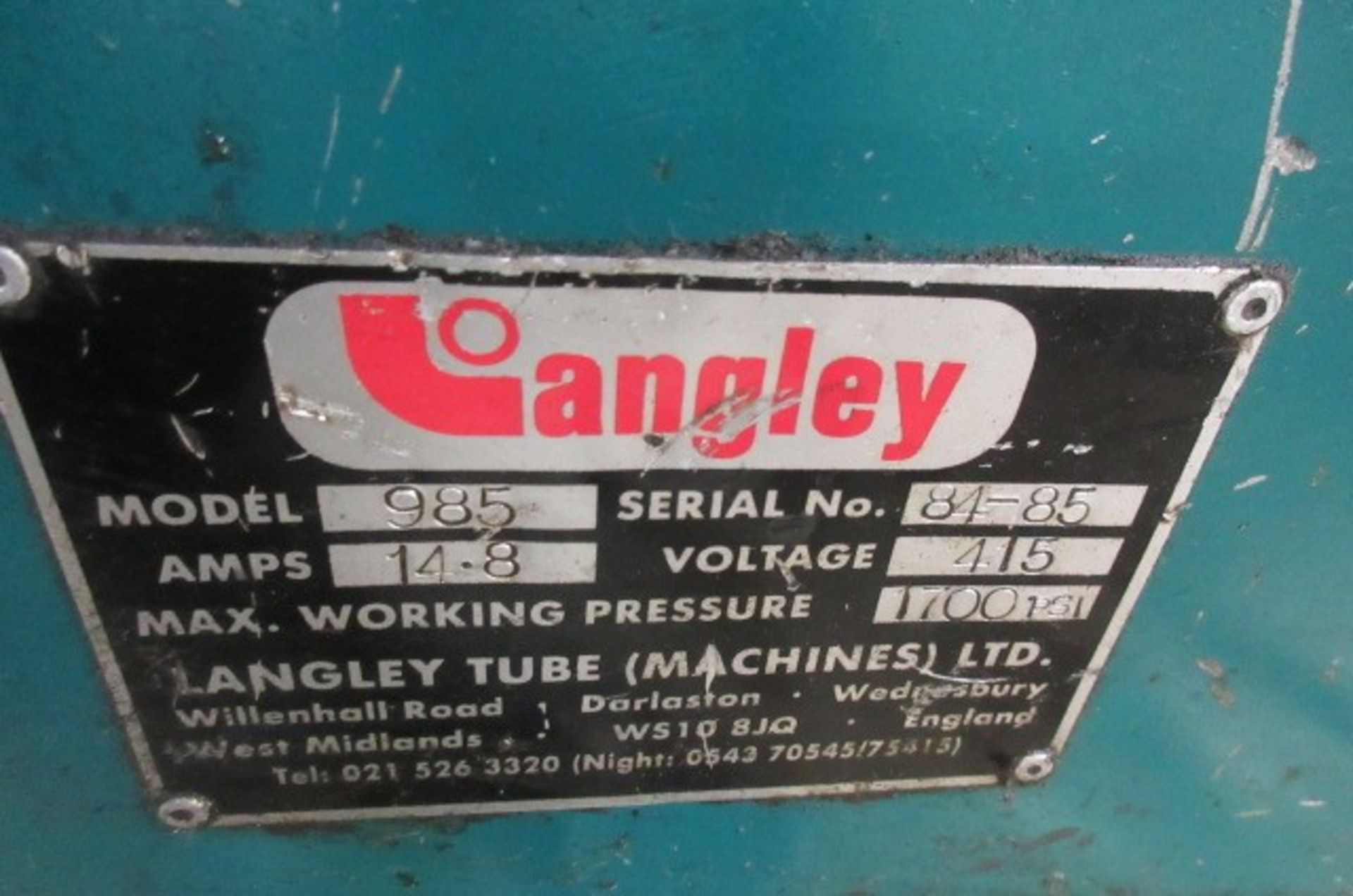 Langley 985 1700 PSI hydraulic former - Image 4 of 5