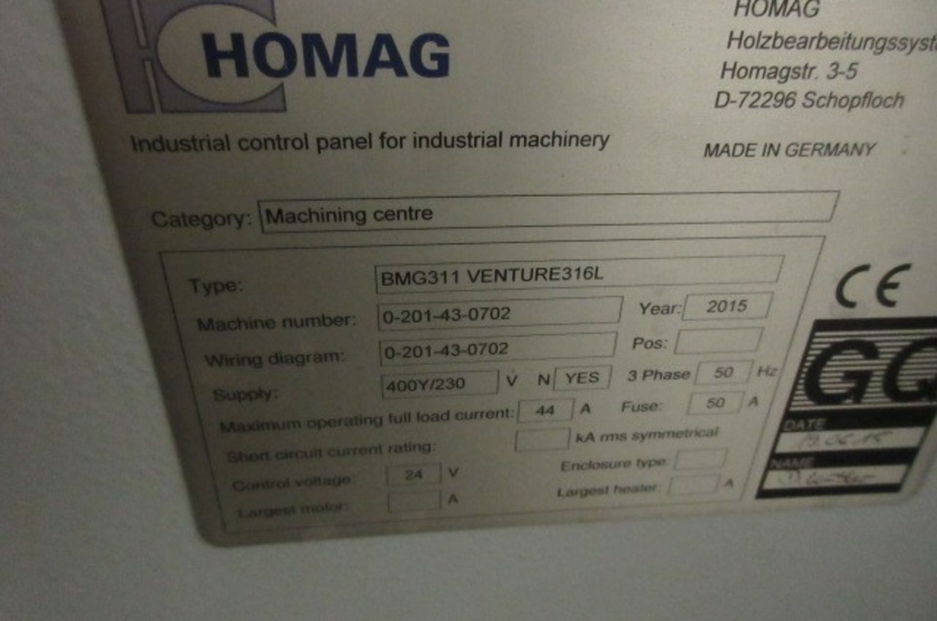 Homag BMG311 Venture 316L 5 axis machining centre (2015) - Image 10 of 11