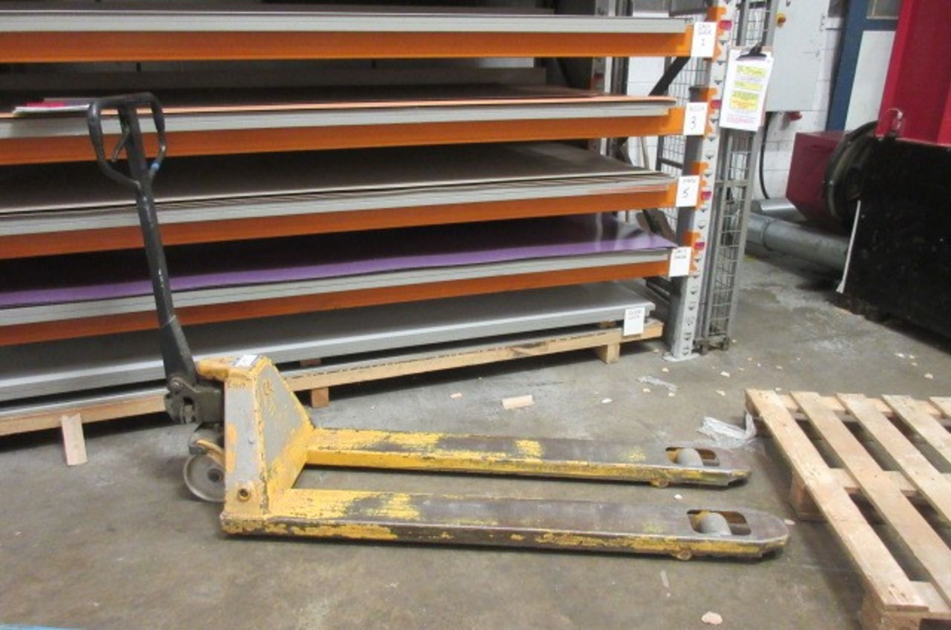 Hand pallet truck with 1500mm forks.