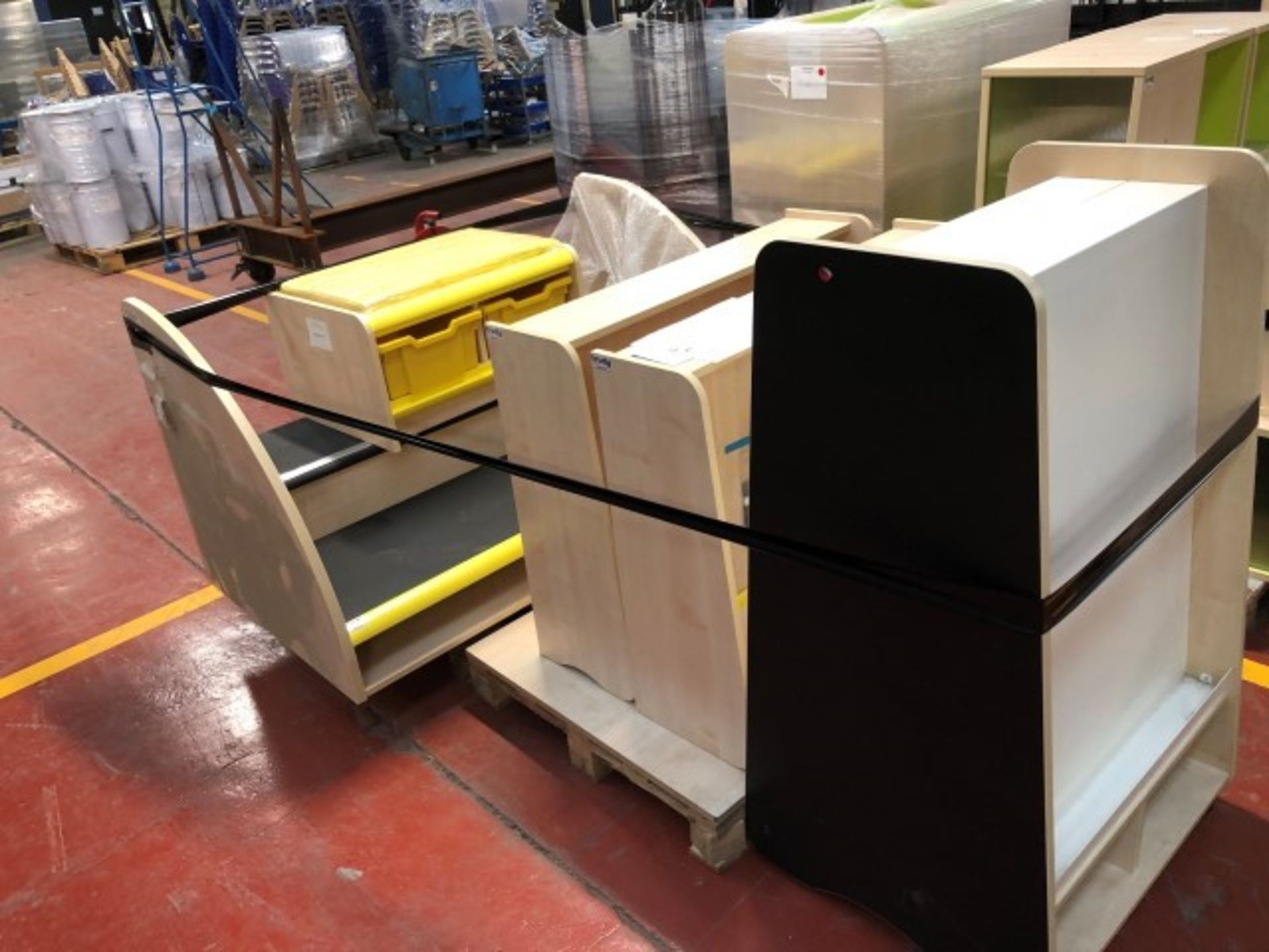 quantity of Trudy furniture (display units, step unit , foam 2 tray unit and writing board display)