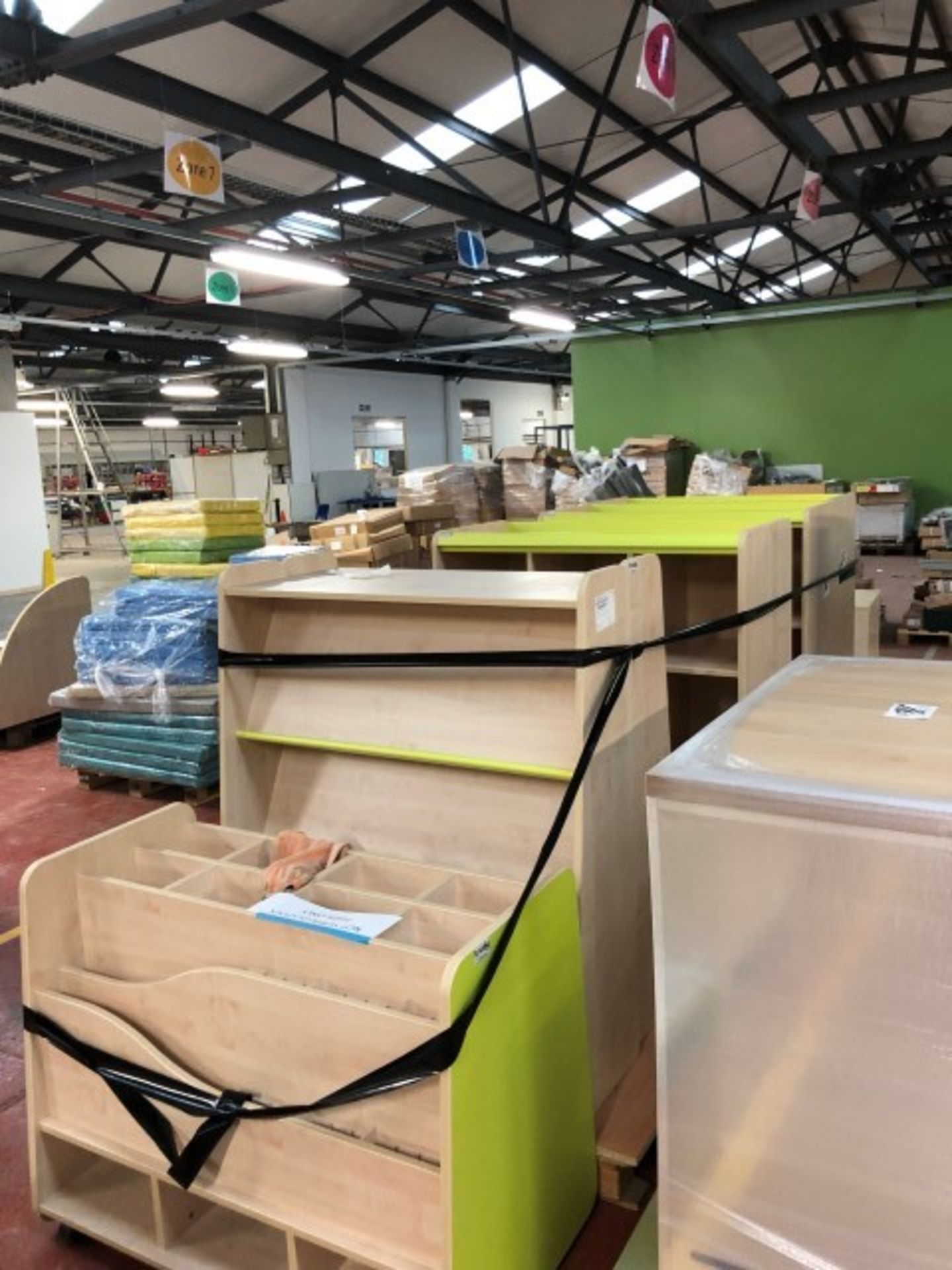 quantity of Trudy furniture (single side displays, jumbo tray storage , low book display)