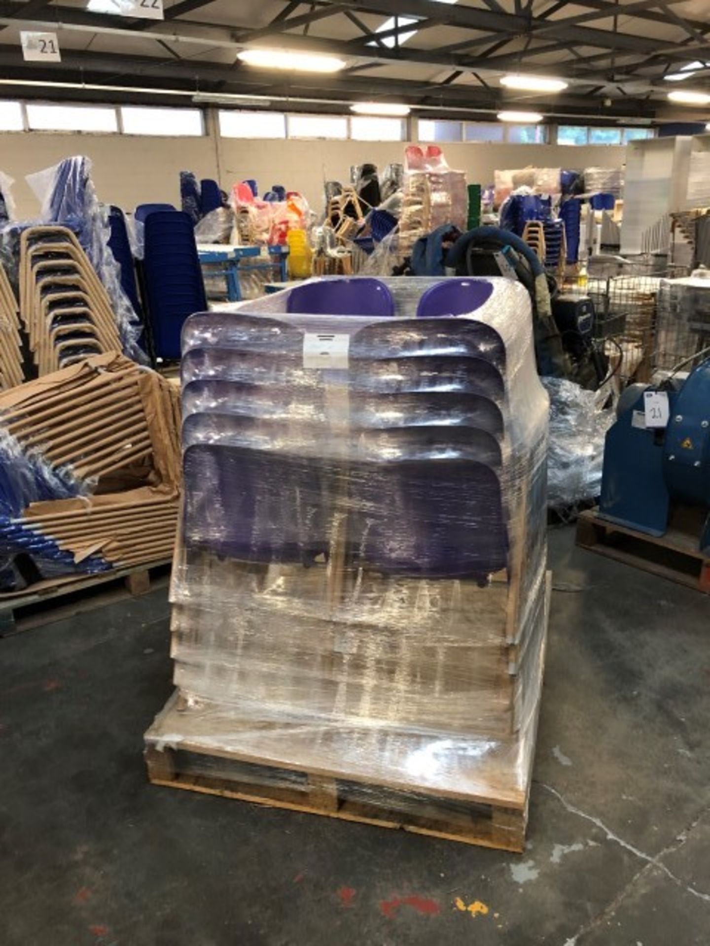 approx 300 chairs and stools as lotted (Blue and Purple)