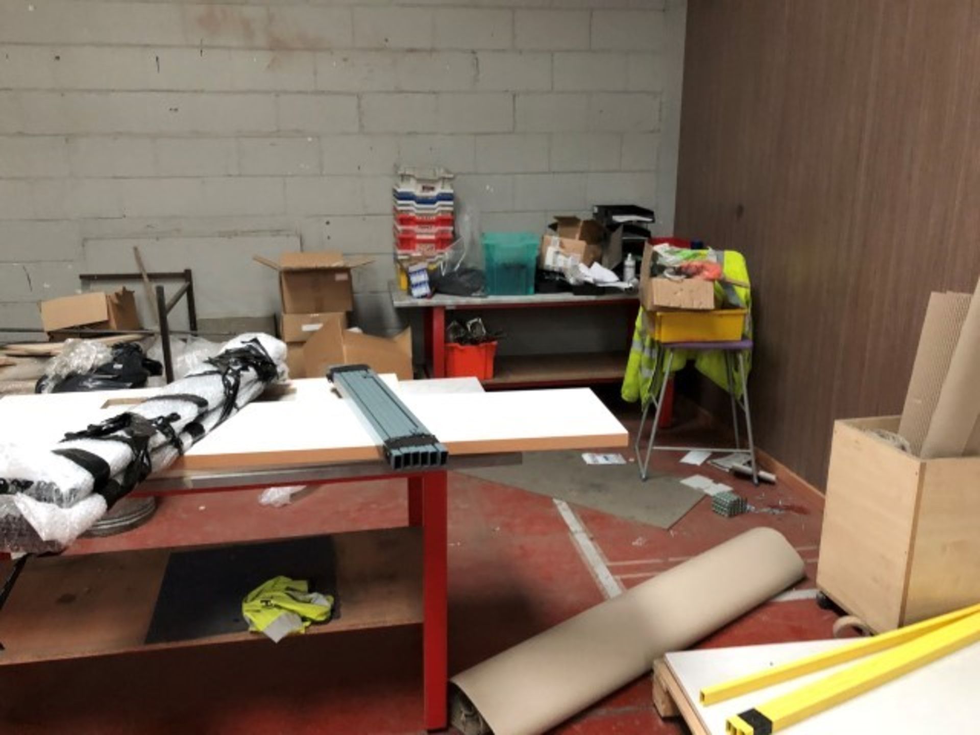 Contents of area (benching, furniture components , cabinets , Trudy components, racking, table tops - Image 5 of 26