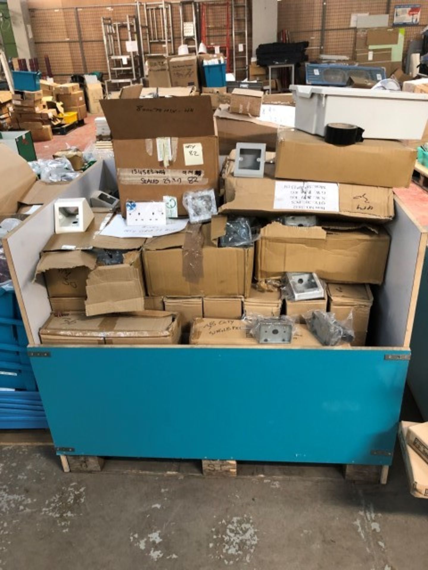 large quantity of electric mounting boxes and plug sockets as lotted over box pallet and flat palle - Image 2 of 3