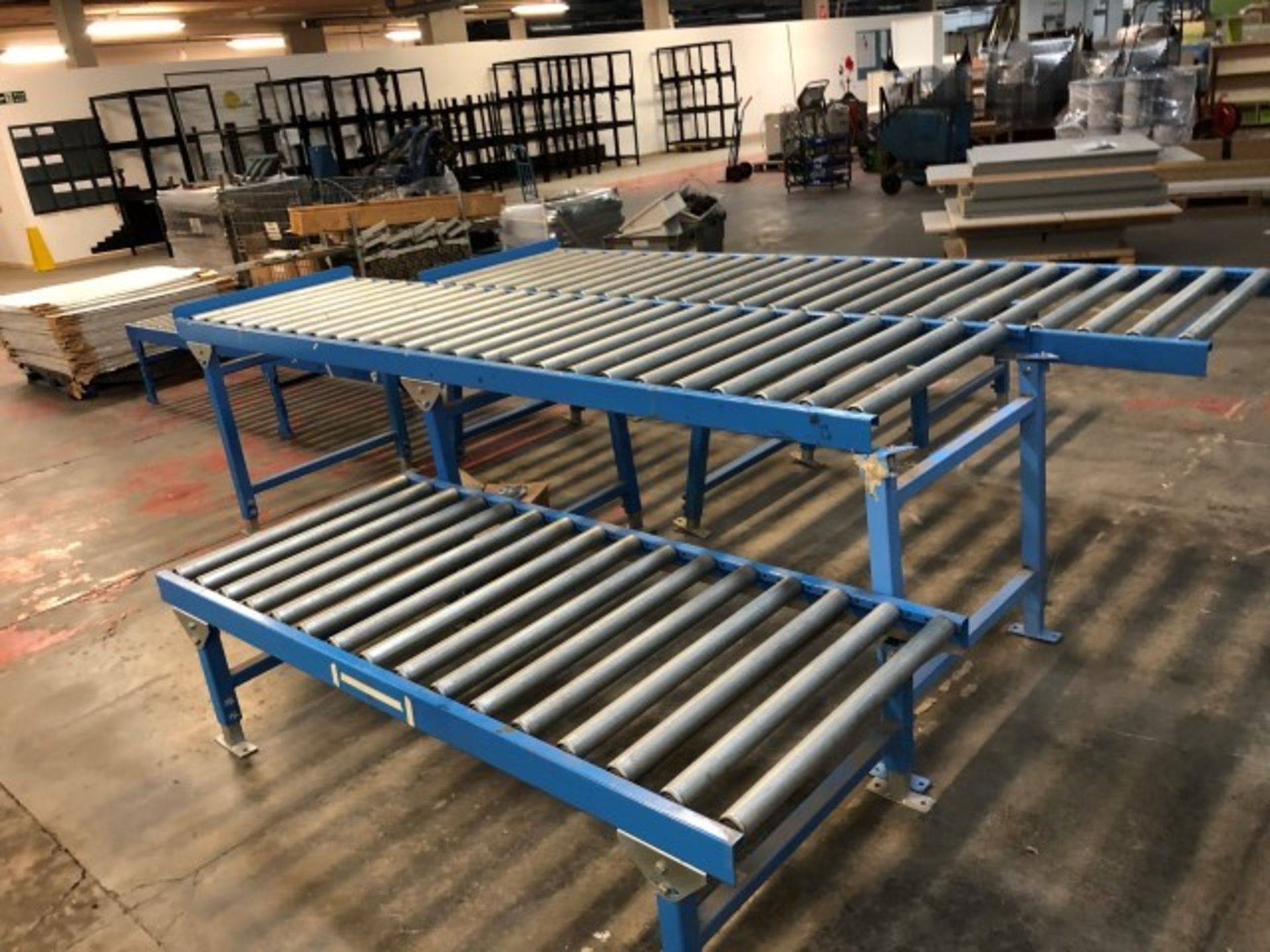 5 sections of roller conveyor to include: 2 - 800mm x 6m, 800 x3m , 2- 800mm x1.9m