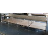4 bay aluminium framed, wooden topped two tier cutting out table