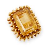 A mid 20th century citrine ring.