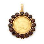 A late Victorian sovereign garnet pendant.