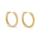 Tiffany & Co. - a pair of 18ct gold hoop earrings.