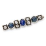 An early 20th century sapphire and diamond bar brooch.