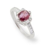 A ruby and diamond ring.