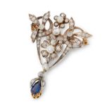 A Victorian sapphire and diamond brooch.