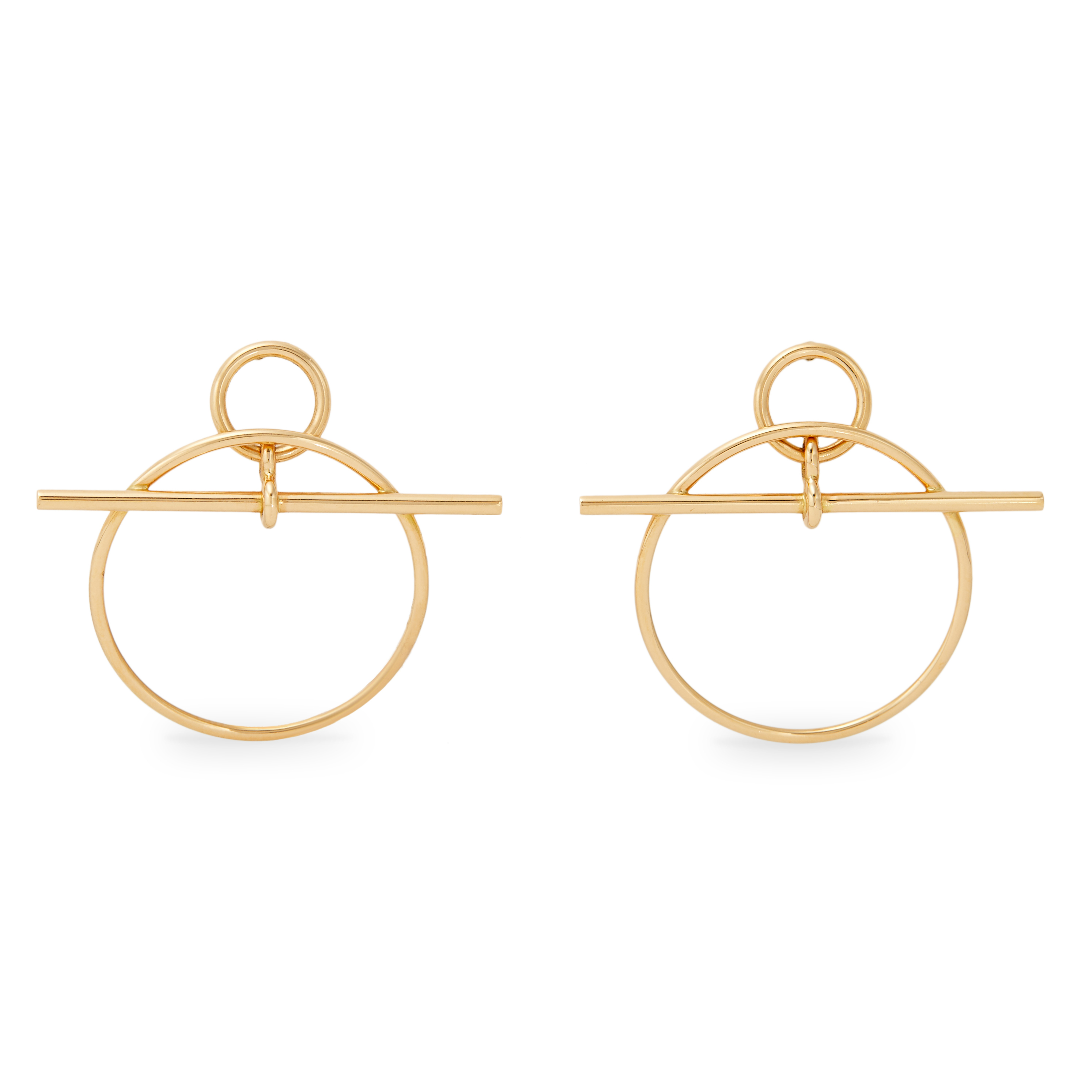 Hermes - a pair of 18ct gold earrings.