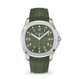 Patek Philippe - a khaki green white gold Jumbo Aquanaut wrist watch, ref. 5168G-010, dated 2019.