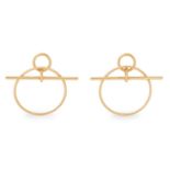 Hermes - a pair of 18ct gold earrings.