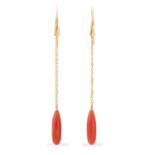 A pair of coral earrings.