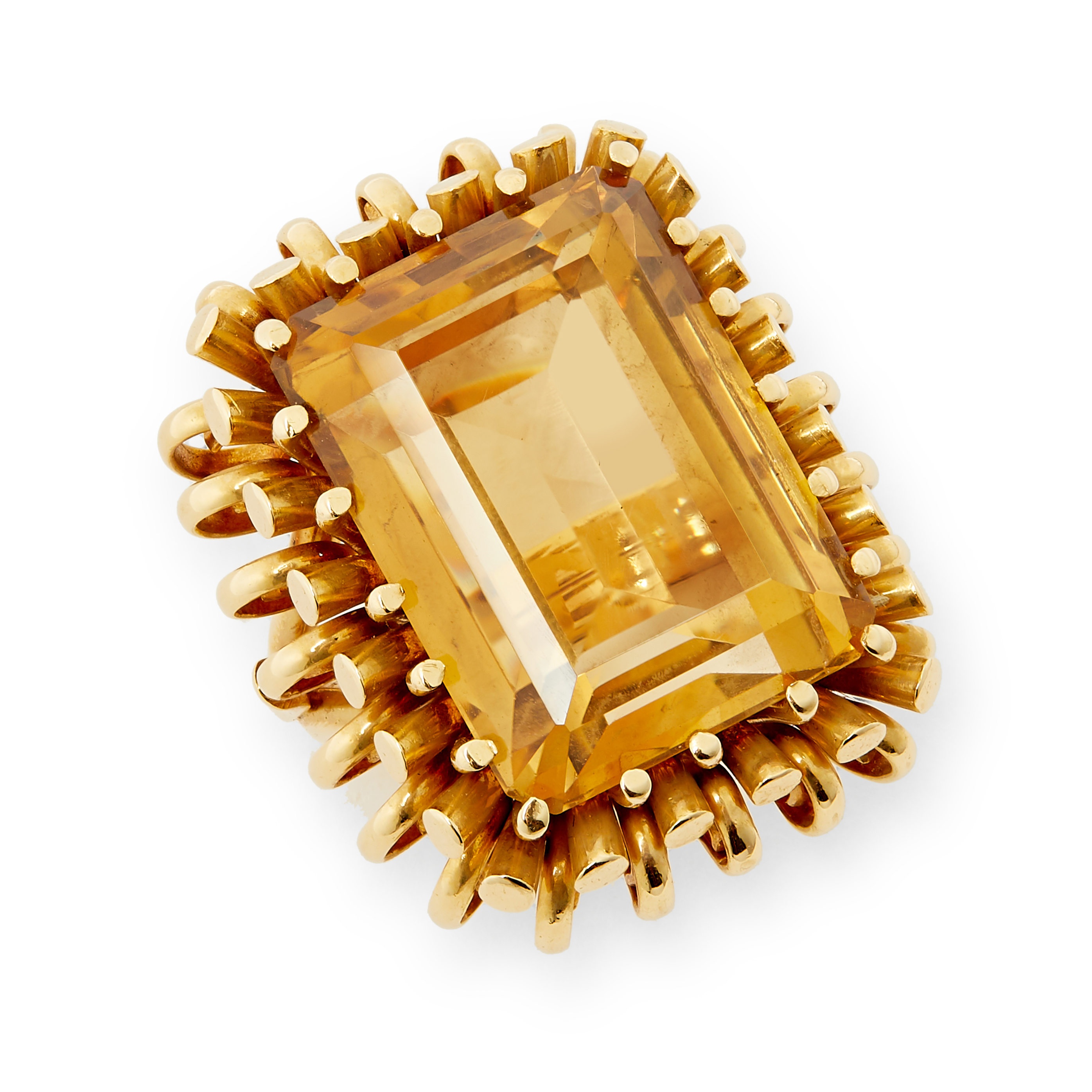 A mid 20th century citrine ring.