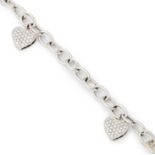 An 18ct white gold and diamond charm bracelet.