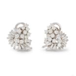 A pair of diamond cluster stud earrings.