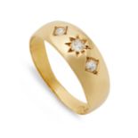 A late Victorian 18ct gold diamond three-stone ring.