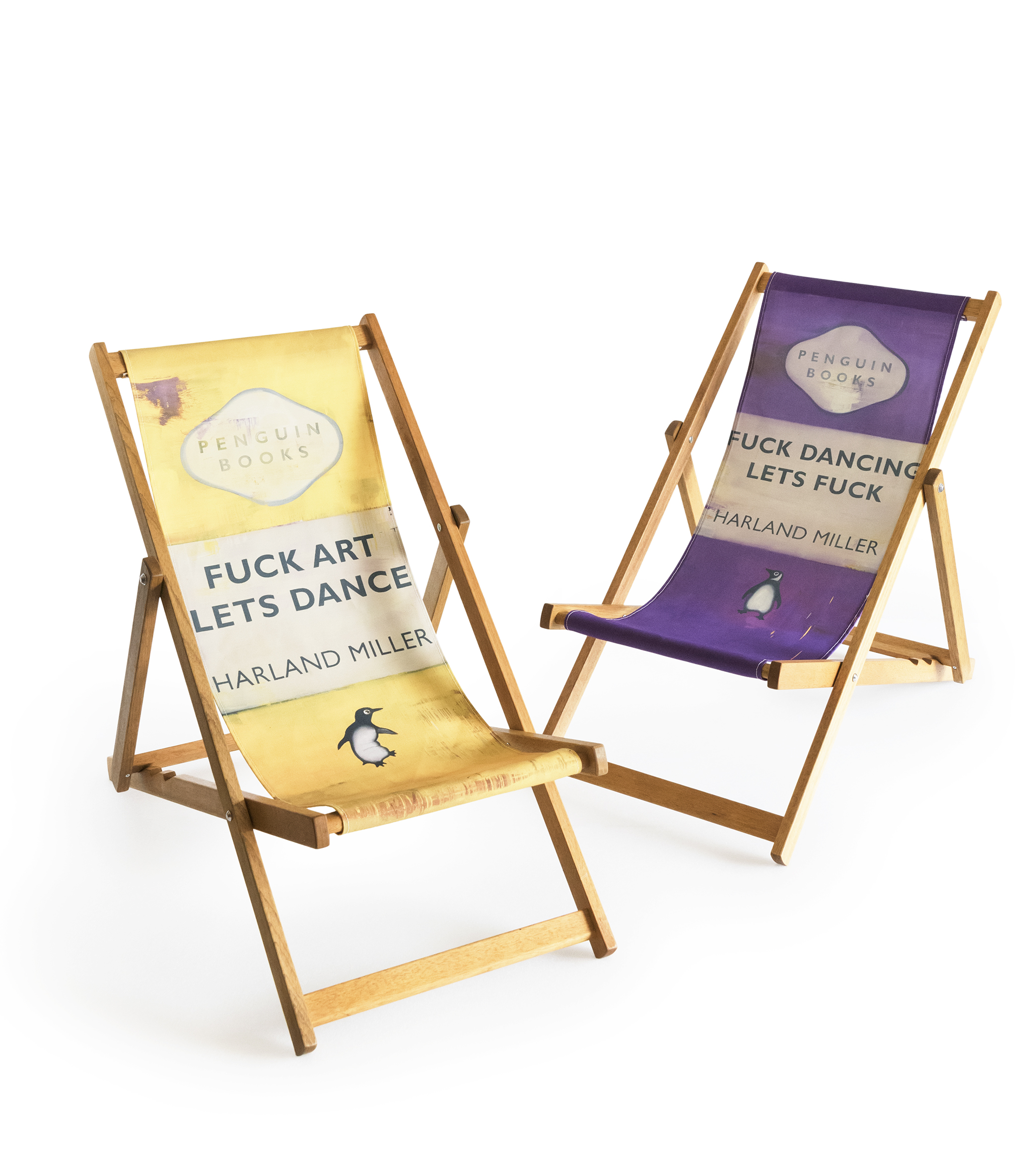 Harland Miller (British b.1964), 'Fuck Art Let's Dance/Fuck Dancing Lets Fuck (Deck Chair's)', 2013