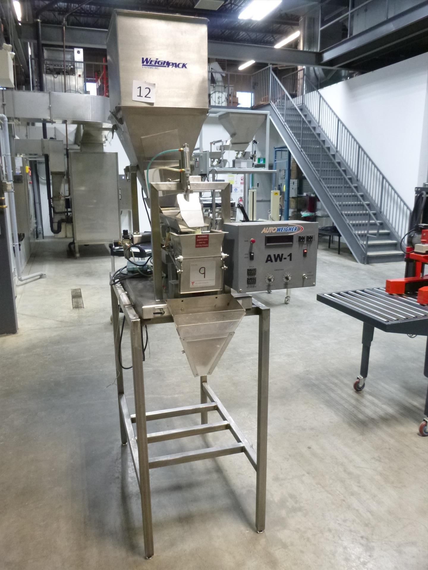 WeighPack model Autoweigher AW-11L-3P S/S weigh filling machine, S/N: 3877, c/w top-mounted