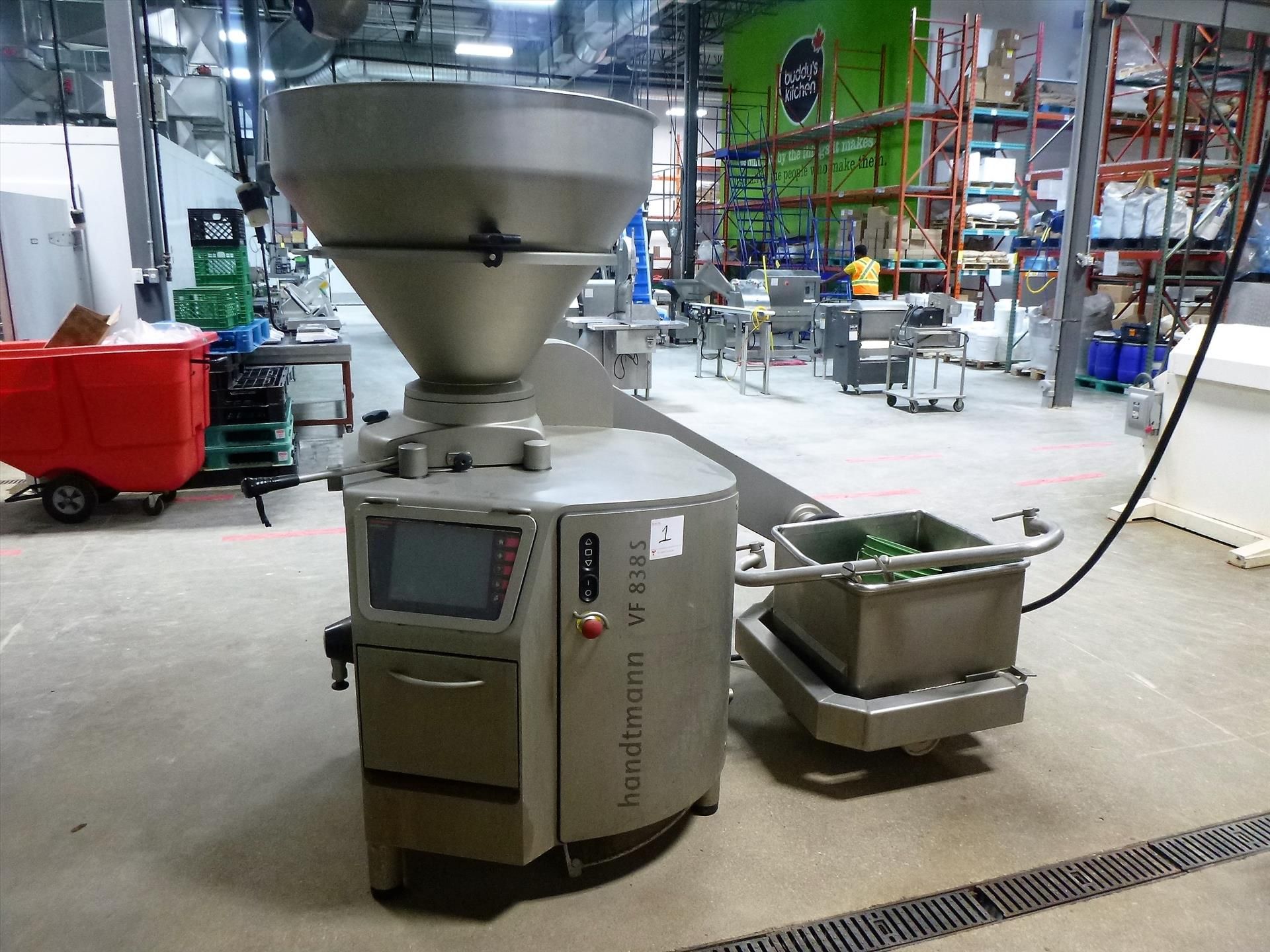 (1) Handtmann model VF-838-S S/S vacuum filler w/ hopper, S/N: 37345, c/w model AH/496 buggy lifting