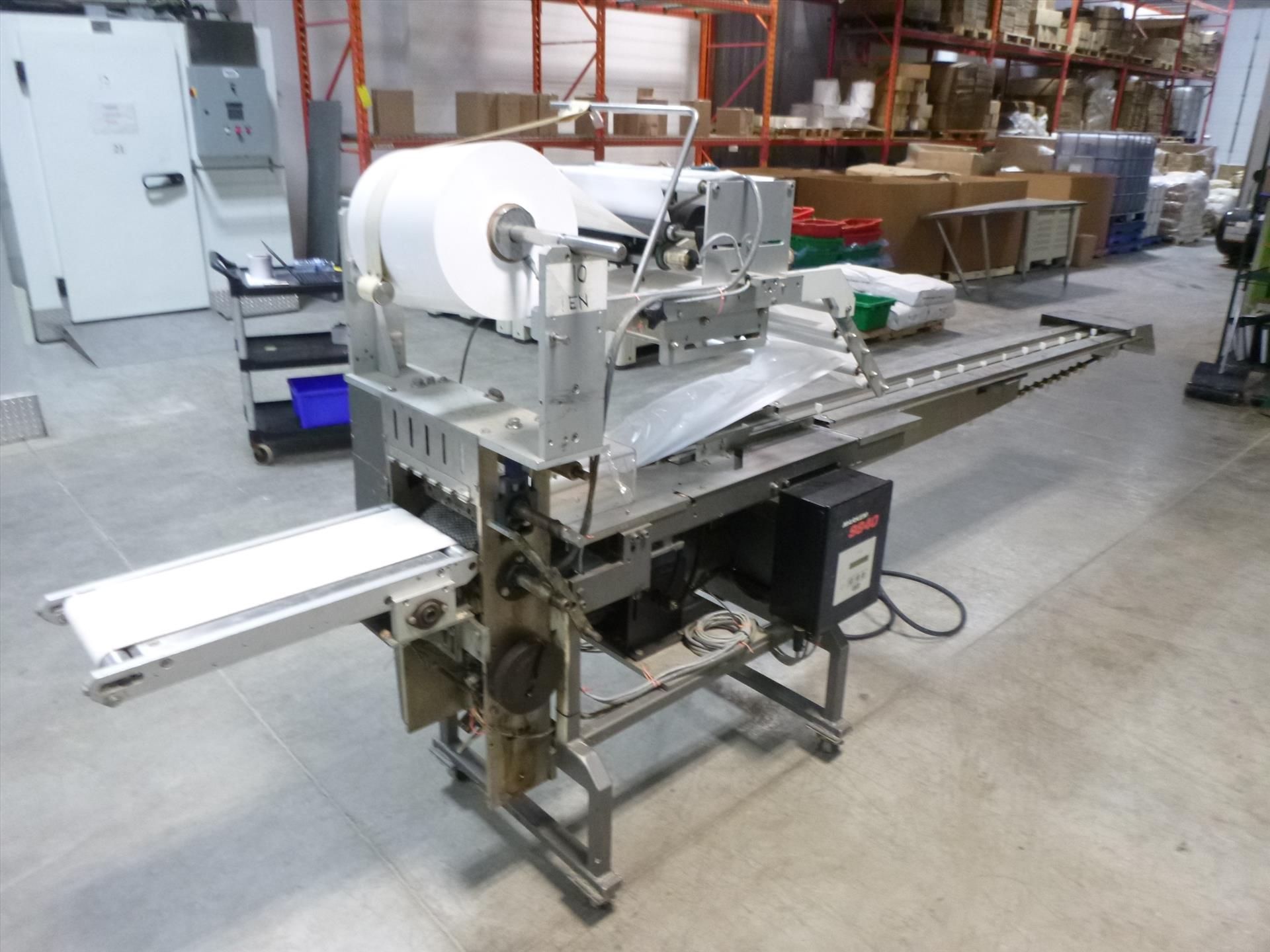 PFM model PFM30 flow wrapper packaging machine, S/N: 343092, w/ infeed conveyor - Image 7 of 7