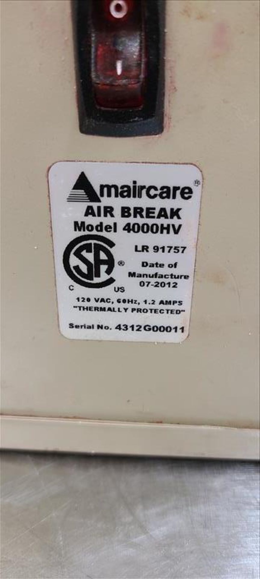 Amaircare Air Break Filtration System, model 4000hv, s/n.4312G00011. - Image 2 of 3