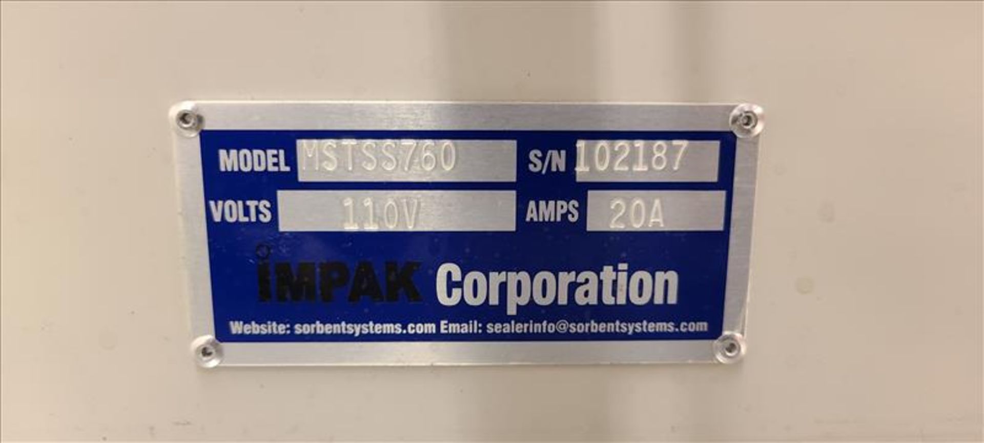 Impak Pneumatic Plastic Tube Sealer, model MSTSS760, s/n.102187. - Image 4 of 4