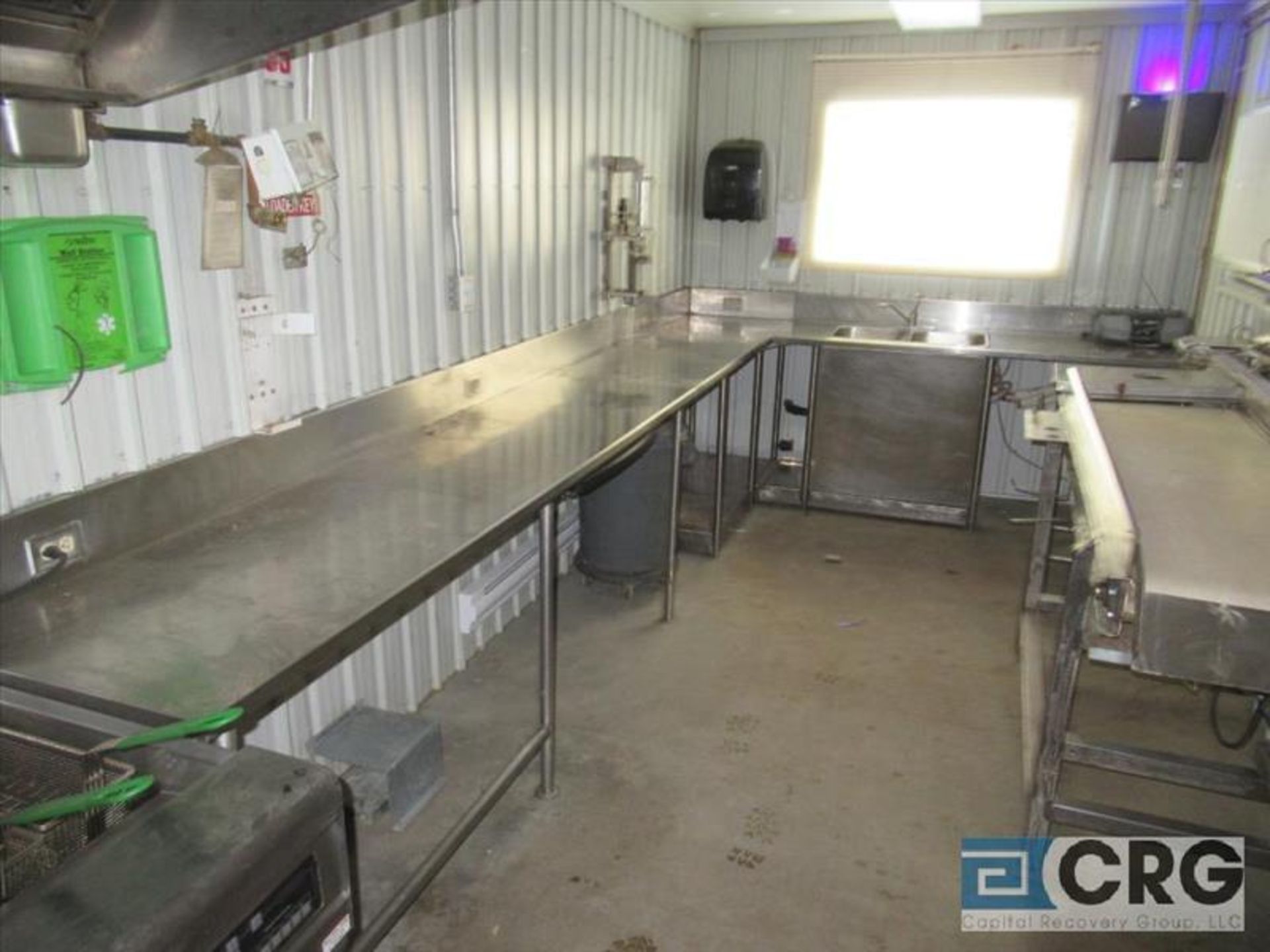 Quality control room including Frymaster Fryolater, wall mounted potato slicer, 6 ft. long x 20