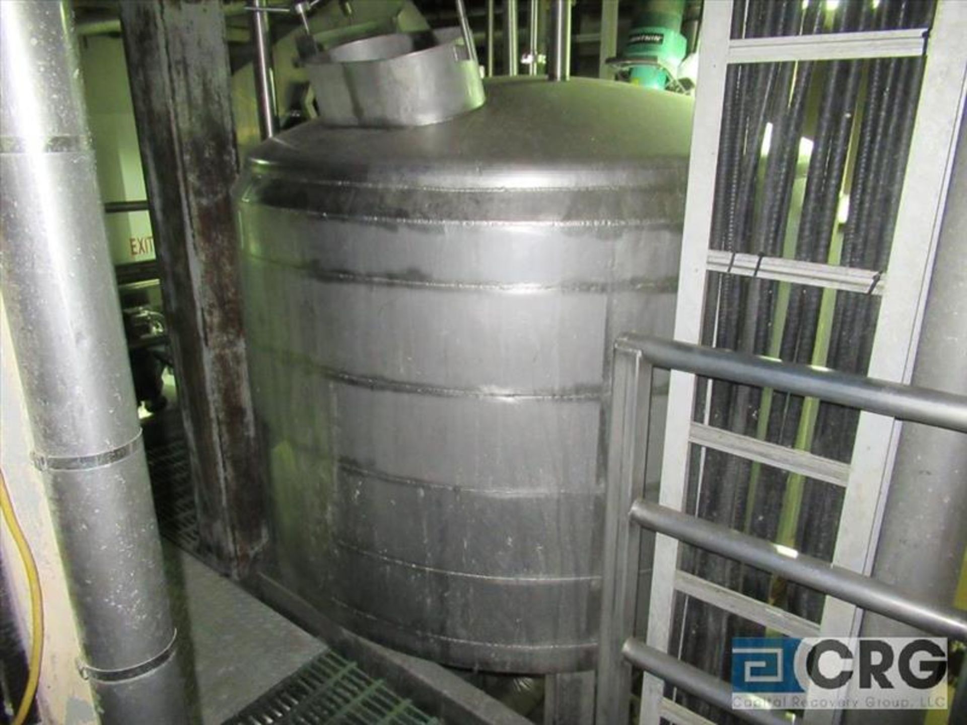 Lot of (2) stainless steel cooling tanks includes 4 ft. x 5 ft. dia dome top cooling tank with