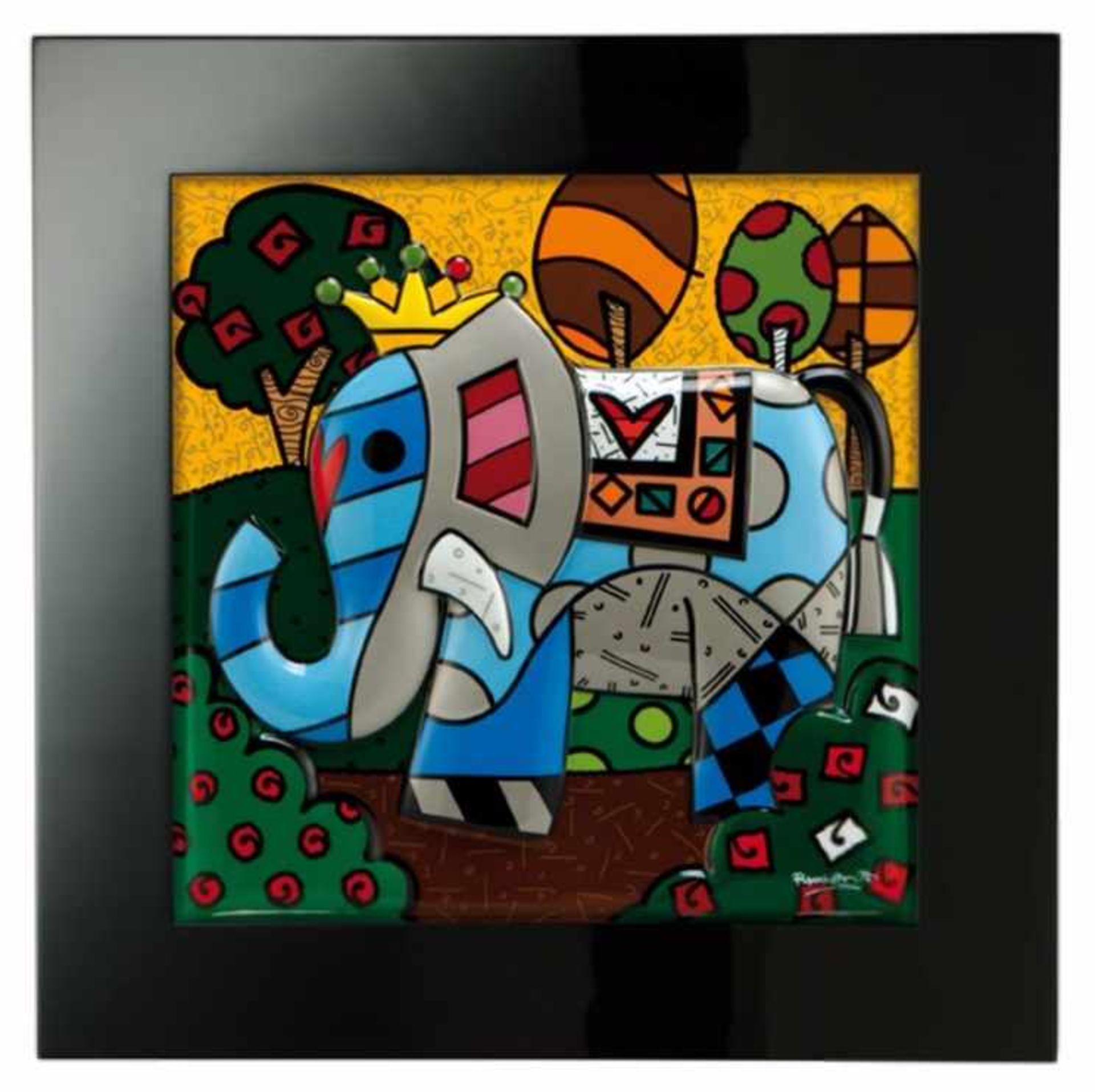 Romero Britto - Great IndiaRomero Britto - Great IndiaTableau en porcelaineSigné dans la planche