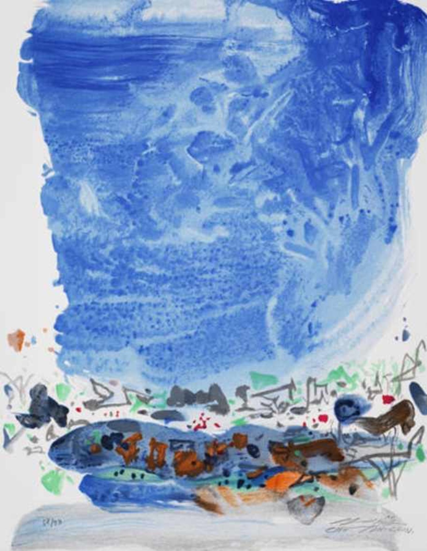 Chu Teh-Chun - Saison bleue, 2006 Lithographie originale en couleurs sur papier RivesSignée à la