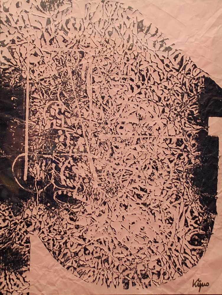 Ladislas Kijno - CompositionAcrylique sur papier froisséSignée à la mainPièce unique, encadrée25 x