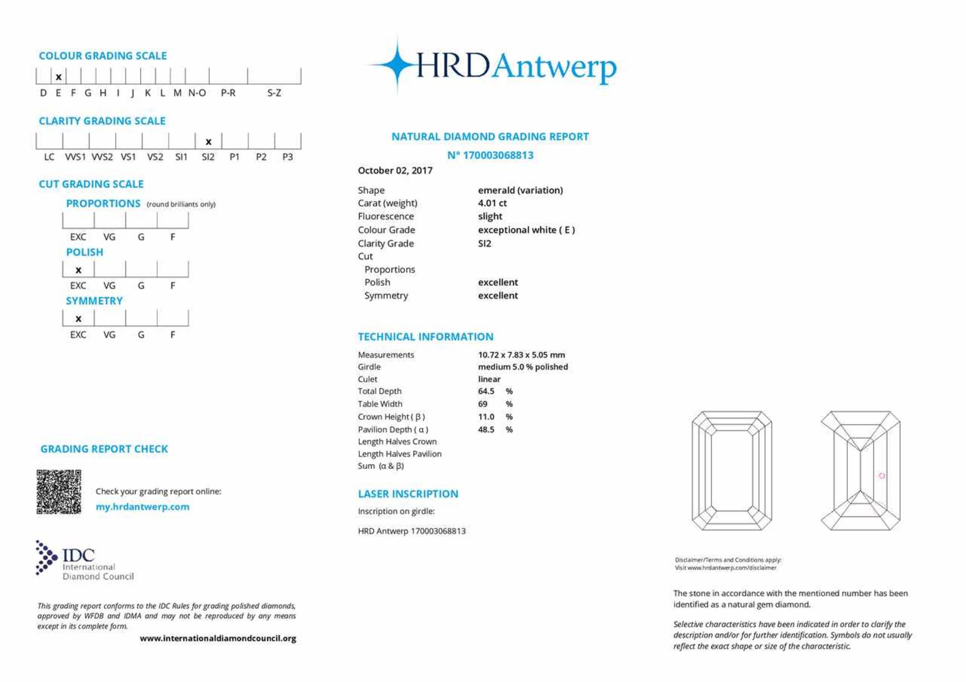 Diamond - 4.01ct - E SI2 - HRD - Bild 4 aus 4