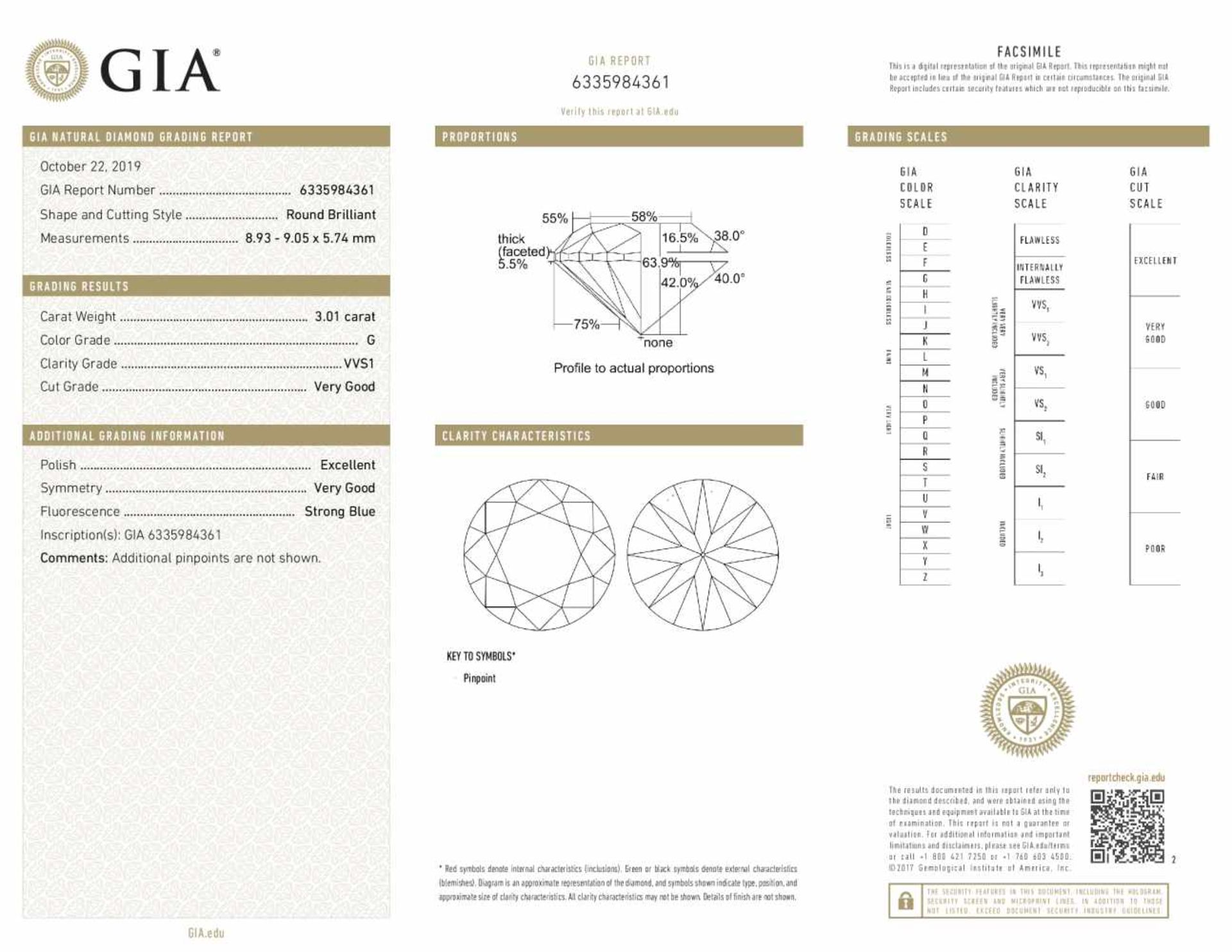 Diamond - 3.01ct - GIA - G WS1 - Bild 4 aus 4