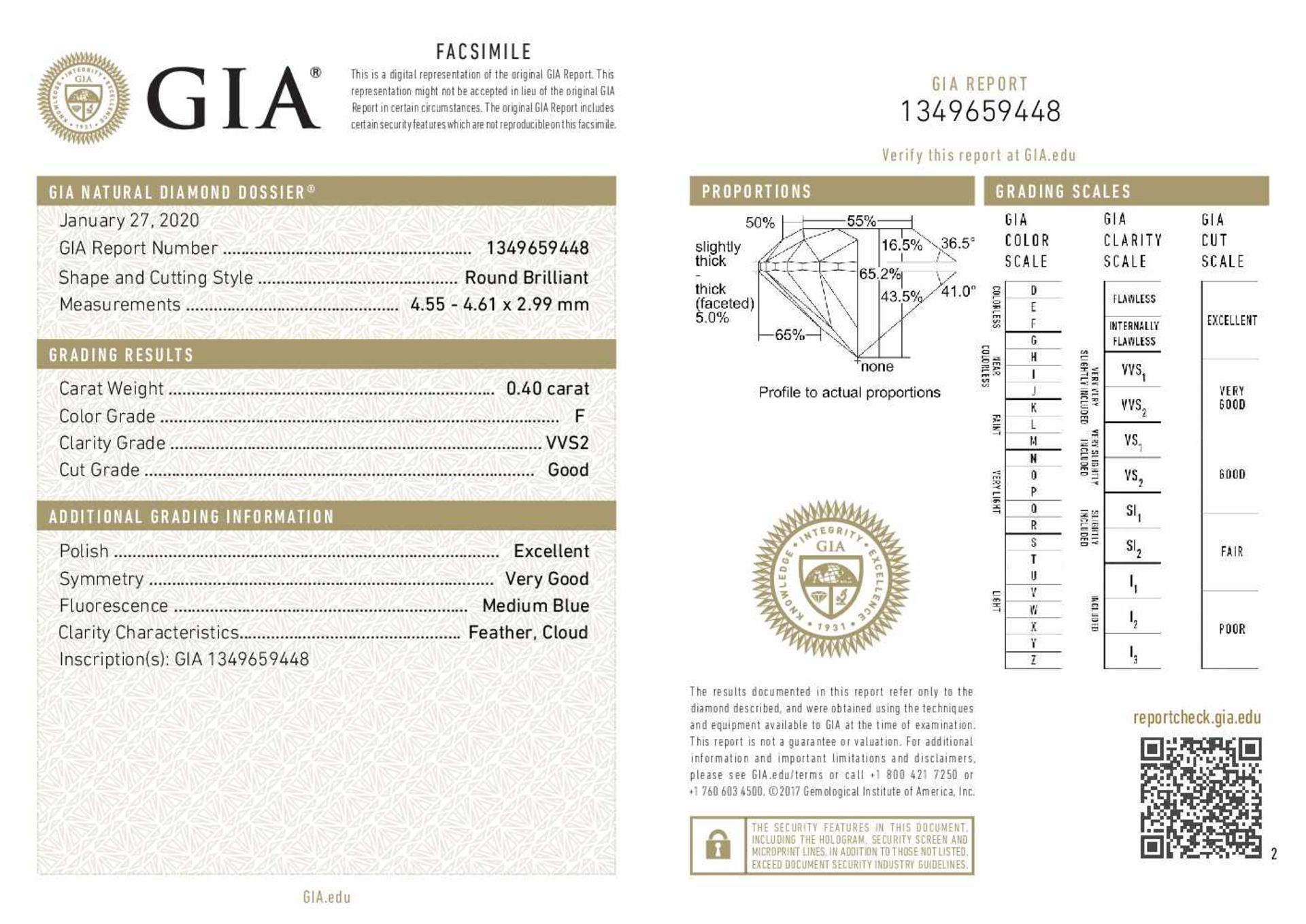 Diamond - 0.40ct - GIA - F WS2 - Bild 4 aus 4