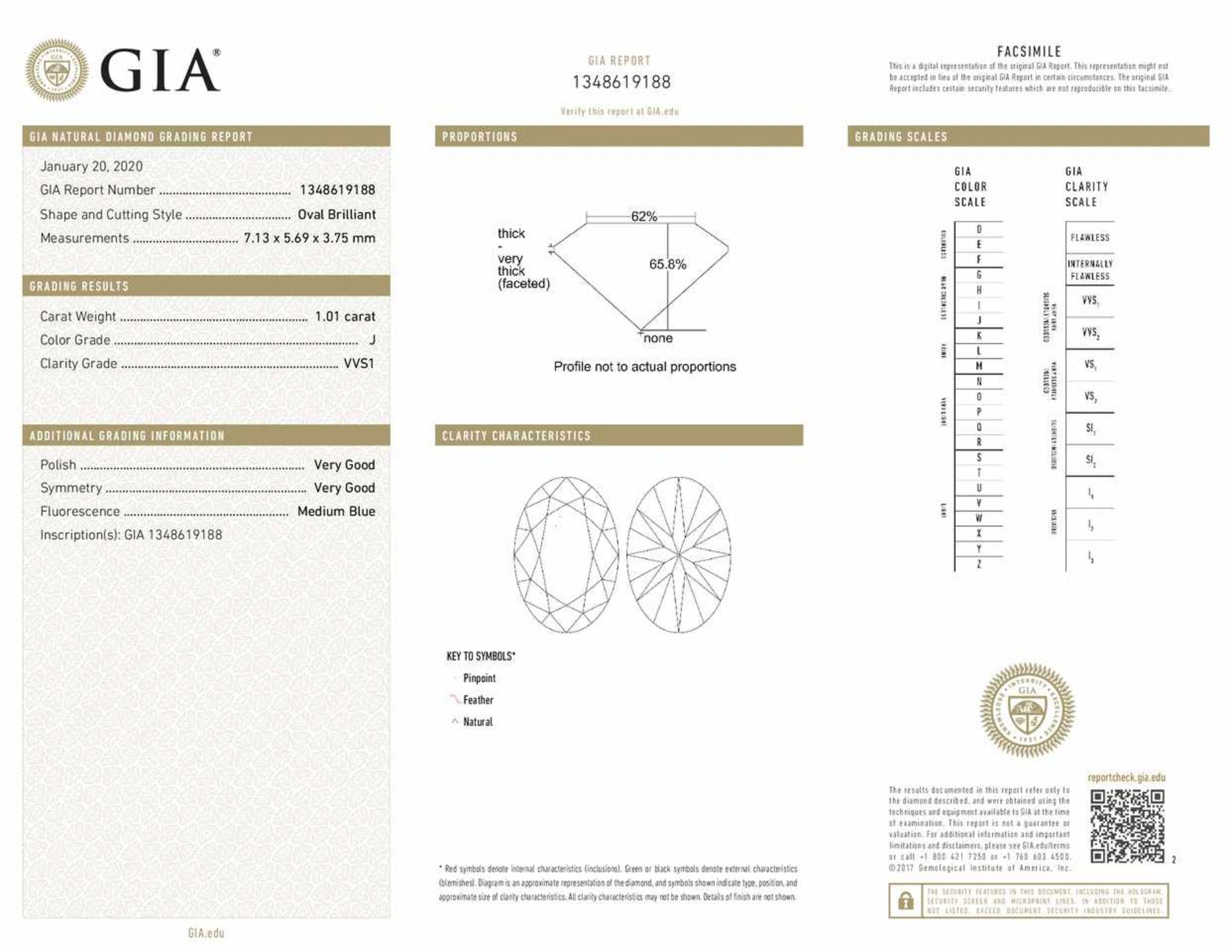 Diamond - 1.01ct - GIA - J WS1 - Bild 2 aus 5